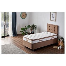 Niron Latte 100x200 cm Tek Kişilik Yatak Baza Başlık Seti