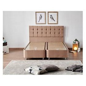 Niron Latte 140x190 cm Çift Kişilik Yatak Baza Başlık Seti
