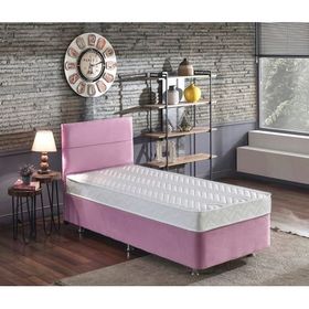 Niron Pinky 100x200 cm Pembe Tek Kişilik Baza Başlık Yatak Seti