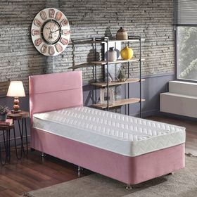 Niron Pinky 100x200 cm Pembe Tek Kişilik Baza Başlık Yatak Seti