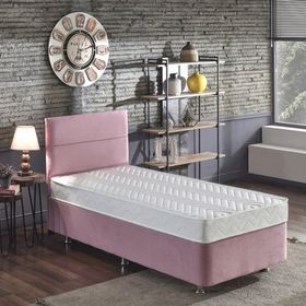 Niron Pinky 100x200 cm Pembe Tek Kişilik Baza Başlık Yatak Seti