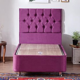 Niron Purple 100x200 cm Tek Kişilik Sandıklı Mor Kumaş Baza Ve Başlığı