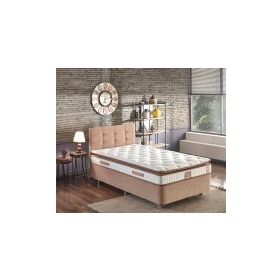 Niron Queen 120x200 cm Bir Buçuk Kişilik Pedli Sütlü Kahve Kumaş Baza Başlık Ve Yatak Takımı