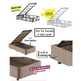 Niron Rama 100x200 cm Soho Kumaş Tek Kişilik Sütlü Kahve Kumaş Baza ve Başlığı