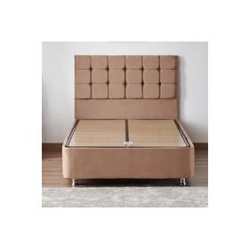 Niron Rama 120x200 cm Soho Kumaş Tek Kişilik Sütlü Kahve Kumaş Baza ve Başlığı