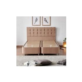 Niron Rama 180x200 cm Soho Kumaş Çift Kişilik Sütlü Kahve Kumaş Baza ve Başlığı