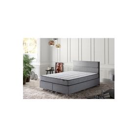 Niron Silver 140x190 CM Çift Kişilik Full Ortopedik Yatak Gri Keten Baza Başlık Seti