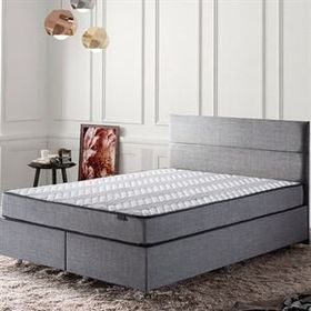 Niron Silver 150x200 CM Çift Kişilik Full Ortopedik Yatak Gri Keten Baza Başlık Seti