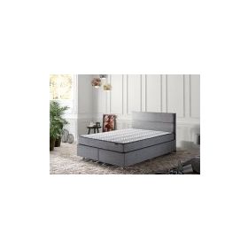 Niron Silver 150x200 CM Çift Kişilik Full Ortopedik Yatak Gri Keten Baza Başlık Seti