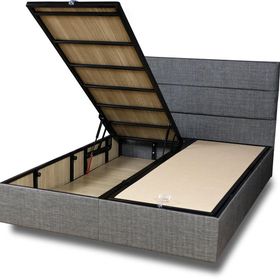 Niron Silver 160x200 CM Çift Kişilik Full Ortopedik Yatak Gri Keten Baza Başlık Seti