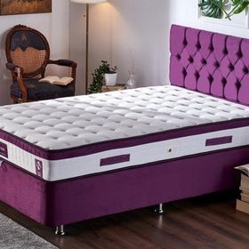 Niron Violet Baza Ve Başlık Seti 120x200 cm Tek Kişilik Sandıklı Mor Kumaş Baza Ve Başlığı