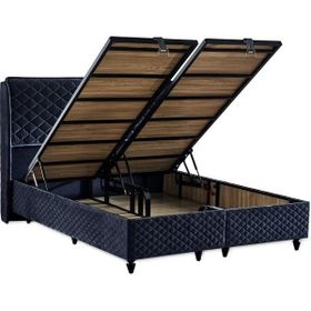 Niron Yatak Baklava Antrasit Kumaş 120x200 cm Tek Kişilik Metal Baza ve Başlık Takımı
