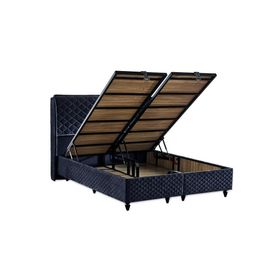 Niron Yatak Baklava Antrasit Kumaş 90x190 cm Tek Kişilik Metal Baza ve Başlık Takımı