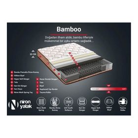 Niron Yatak Bamboo 100x200 cm Tek Kişilik Tam Ortopedik Orta Sert Yaylı Yatak