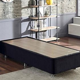 Niron Yatak Ela 100x200 cm Silinebilir Soho Kumaş Tek Kişilik Sandıklı Siyah Kumaş Baza