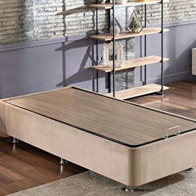 Niron Yatak Ela 100x200 cm Silinebilir Soho Kumaş Tek Kişilik Sandıklı Sütlü Kahve Kumaş Baza