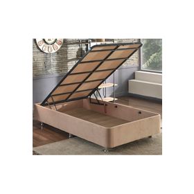 Niron Yatak Ela 120x200 cm Silinebilir Soho Kumaş Tek Kişilik Sandıklı Sütlü Kahve Kumaş Baza