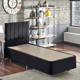 Niron Yatak Ela 120x200 cm Tek Kişilik Siyah Silinebilir Soho Kumaş Baza ve Başlık Seti