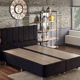 Niron Yatak Ela 140x190 cm Çift Kişilik Siyah Silinebilir Soho Kumaş Baza ve Başlık Seti