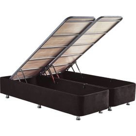 Niron Yatak Ela 140x190 cm Silinebilir Soho Kumaş Çift Kişilik Sandıklı Siyah Kumaş Baza