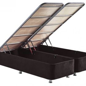 Niron Yatak Ela 140x190 cm Silinebilir Soho Kumaş Çift Kişilik Sandıklı Siyah Kumaş Baza