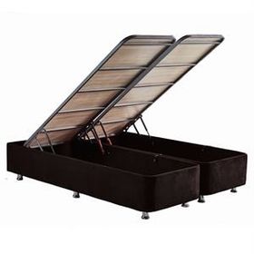 Niron Yatak Ela 160x200 cm Silinebilir Soho Kumaş Çift Kişilik Sandıklı Siyah Kumaş Baza