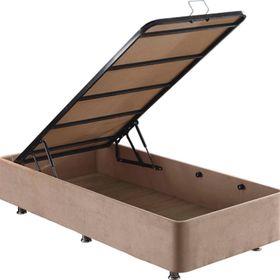 Niron Yatak Ela 80x180 cm Sandıklı Sütlü Kahve Tek Kişilik Kumaş Baza