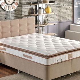 Niron Yatak Queen Çift Kişilik Pedli 180x200 cm Ortopedik Yatak Kumaş Baza Ve Başlık Seti