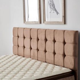 Niron Yatak Rama 140 cm Sütlü Kahve Kumaş Çift Kişilik Yatak Başlığı