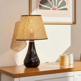 Nisa Luce 37x20x20 cm Siyah Krem Konik Seramik Abajur