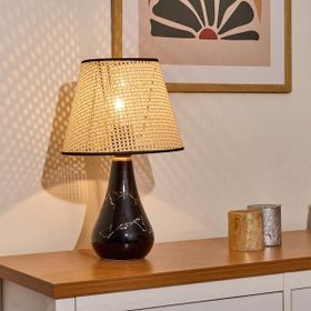 Nisa Luce 37x20x20 cm Siyah Krem Konik Seramik Abajur