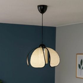 Nisa Luce 70x30x30 cm Krem Siyah Biyeli Papatya Hasır Sarkıt