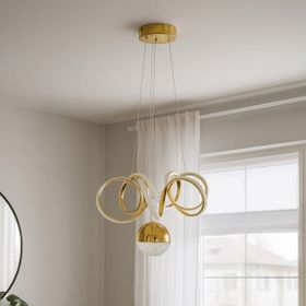Nisa Luce Dalga Taşlı Gold 70 cm Led Avize