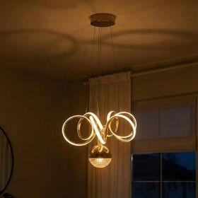 Nisa Luce Dalga Taşlı Gold 70 cm Led Avize
