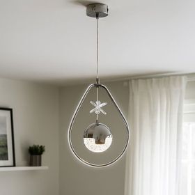 Nisa Luce Damla Taşlı Krom 35 cm Led Avize