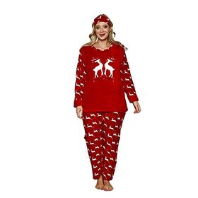 Nisanca Büyük Beden Polar Peluş Kırmızı Kadın Pijama Takımı