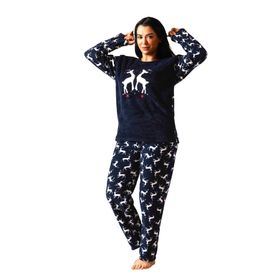 Nisanca Büyük Beden Polar Peluş Lacivert Kadın Pijama Takımı