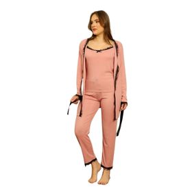 Nisanca Sabahlıklı Dantel Detaylı Pegasus Çeyizlik Pudra Kadın Pijama Takımı