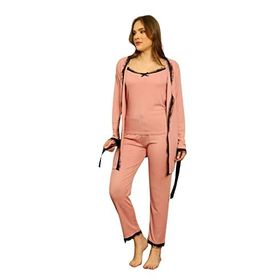 Nisanca Sabahlıklı Dantel Detaylı Pegasus Çeyizlik Pudra Kadın Pijama Takımı
