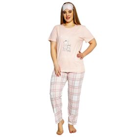 Nisanca Somon Pamuk Büyük Beden Kısa Kol Kadın Pijama Takımı