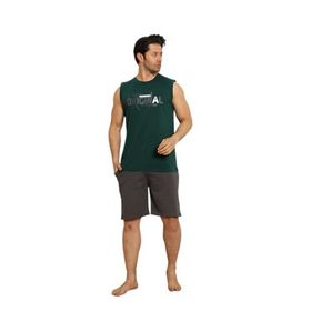 Nisanca Sportif %100 Pamuk Şortlu Yeşil Erkek Pijama Takımı