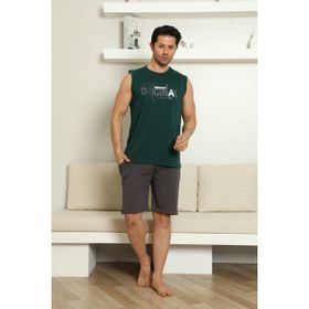Nisanca Sportif %100 Pamuk Şortlu Yeşil Erkek Pijama Takımı