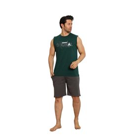 Nisanca Sportif %100 Pamuk Şortlu Yeşil Erkek Pijama Takımı