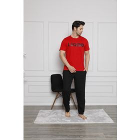 Nisanca Yazlık Kısa Kol %100 Pamuk Kırmızı Erkek Pijama Takımı