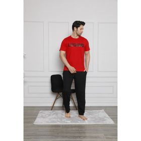 Nisanca Yazlık Kısa Kol %100 Pamuk Kırmızı Erkek Pijama Takımı