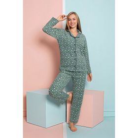 Nisanca Yesil Kışlık Welsoft Peluş Polar Düğmeli Kadın Pijama Takımı