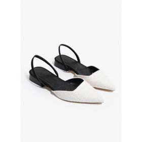 Nişantaşı Shoes Elvira Beyaz Kilim Arka Lastikli Sivri Burun Kadın Babet