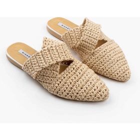 Nişantaşı Shoes Laila Bej Örgü Çapraz Bant Detay Kadın Terlik