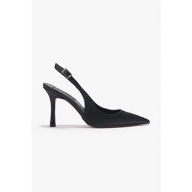 Nişantaşı Shoes Mendy Siyah Saten Kemer Detay Sivri Burun Kadın Topuklu Ayakkabı
