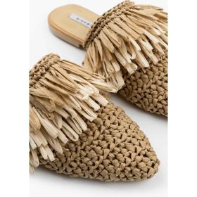 Nişantaşı Shoes Viana Taba Örgü Taba Bej Püskül Detaylı Kadın Terlik